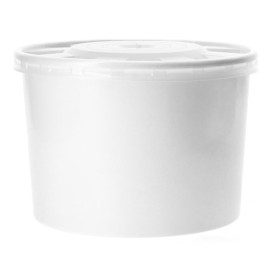 Tarrina de Cartón Blanco con Tapa PP 488ml (25 Uds)
