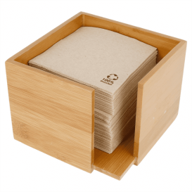 Servilletero para Cocktail de Bambú 13,5x13,5x10cm (12 Uds)