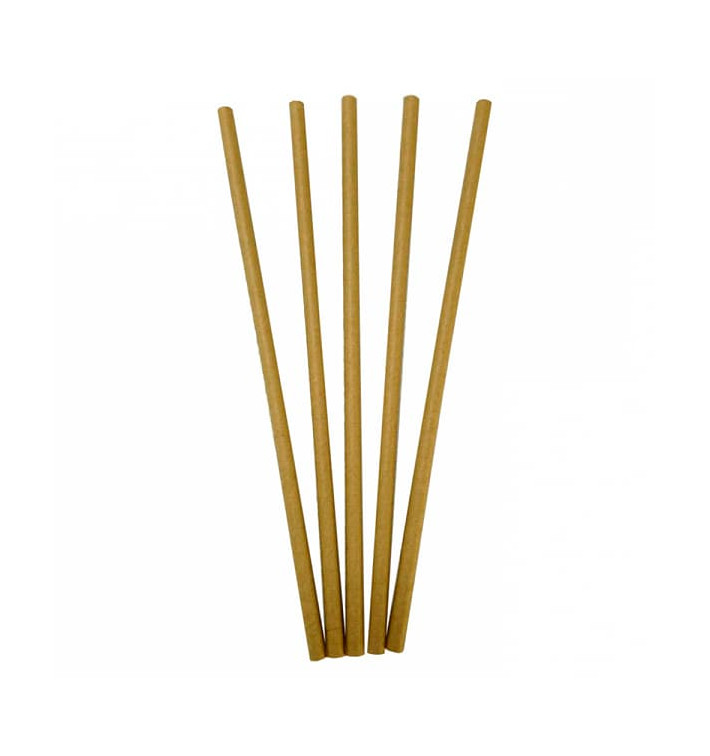 Pajita Recta de Papel Kraft Ø6mm 20cm (6000 Uds)