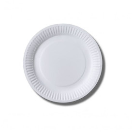 Plato de Papel Biocoated Blanco Ø18 cm (20 Uds)