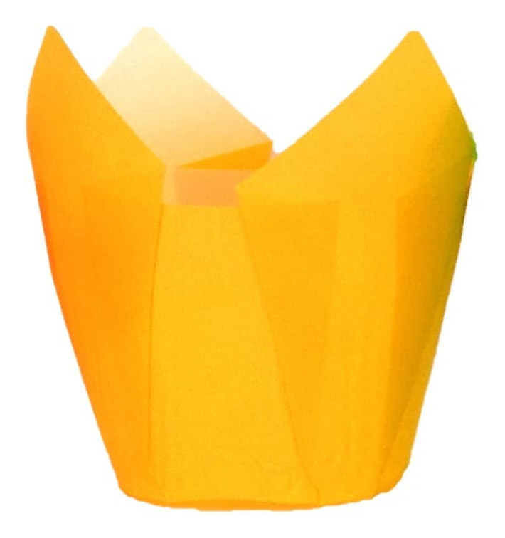 Cápsula Muffin Tulipa Antigrasa 80 mm Amarillo (2000 Uds)