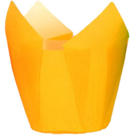 Cápsula Muffin Tulipa Antigrasa 72 mm Amarillo (135 Uds)