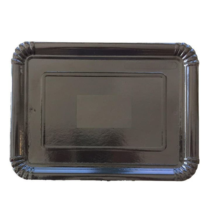 Bandeja de Carton Rectangular Negra 14x21 cm (100 Uds)