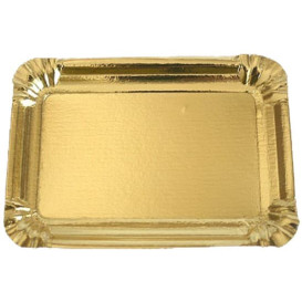 Bandeja de Cartón Rectangular Dorada 10x16 cm (100 Uds)