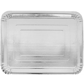 Bandeja de Carton Rectangular Plateada 12x19 cm (100 Uds)