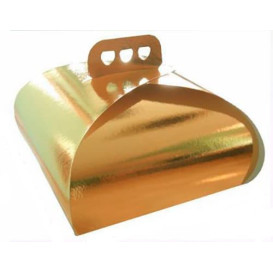 Caja Pasteleria Carton Oro Lazo 275x275x140mm (100 Uds)