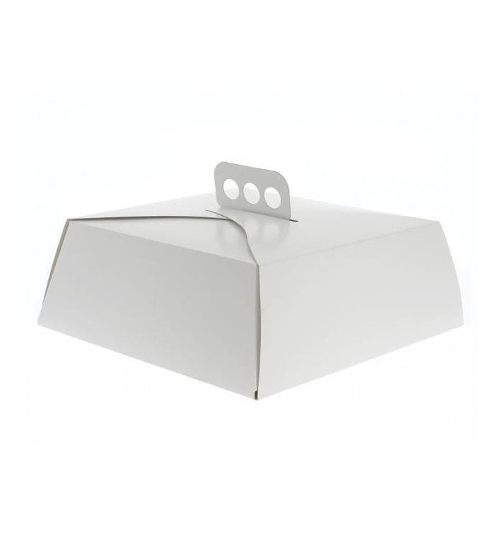 Caja Cartón Blanca Tarta Cuadrada 24,5x24,5x10 cm (100 Uds)