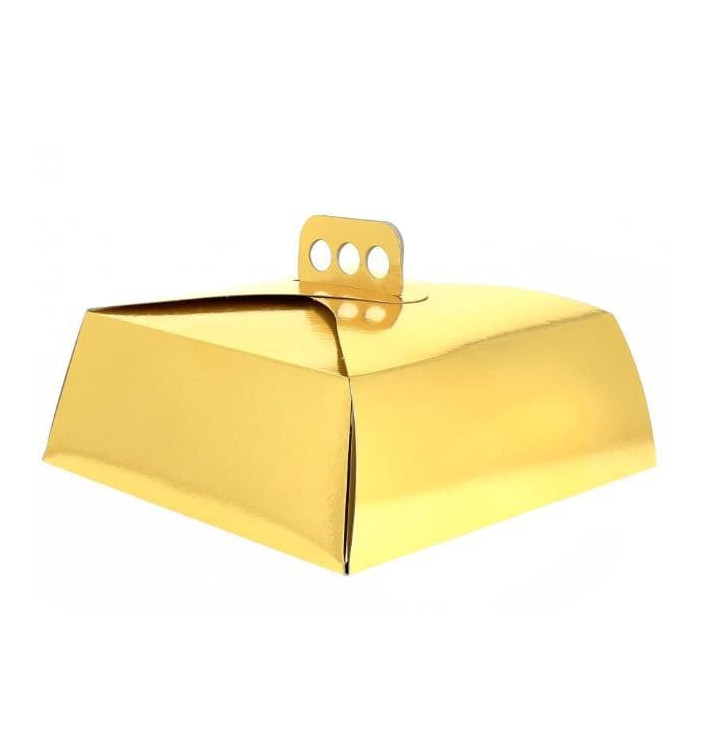 Caja Carton Oro Tarta Cuadrada 34,5x34,5x10 cm (100 Uds)