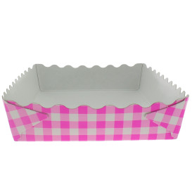 Bandeja Cartón Cerrada Gofres 18,2x12,2x3cm Rosa (500 Uds)