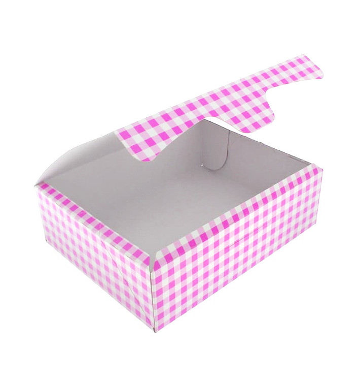 Caja Pasteleria Carton 20,4x15,8x6cm 1kg Rosa (20 Uds)