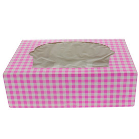 Caja 6 Cupcakes con Soporte 24,3x16,5x7,5cm Rosa (20 Uds)