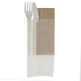 Set Cubiertos Tenedor, Cuchillo y Servilleta CPLA (10 Uds)
