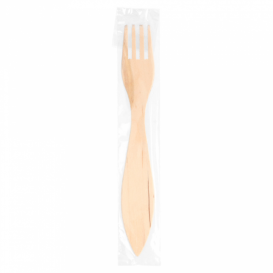 Tenedor de Madera 150mm Enfundado (100 Uds)