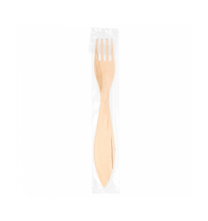 Tenedor de Madera 150mm Enfundado (100 Uds) Tenedor de Madera 150mm Enfundado (100 Uds)