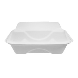 Envase MenuBox Caña Azúcar 3C Blanco 20x20x7,5cm (50 Uds)