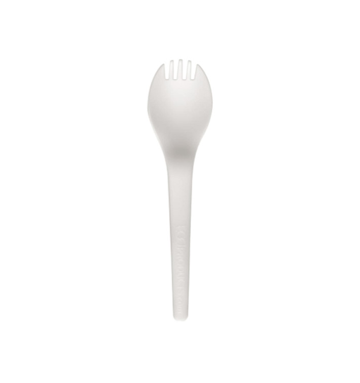 Cuchara Tenedor Compostable CPLA Blanco 15,0 cm (50 Uds)
