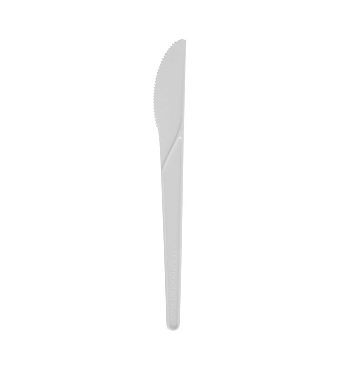 Cuchillo Compostable CPLA Blanco 17,2 cm (1.000 Uds)