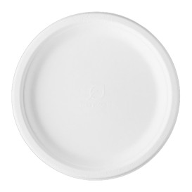 Plato Caña de Azúcar Bagazo Blanco Ø25,3 cm (50 Uds)