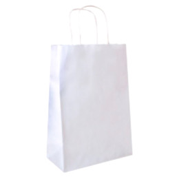 Bolsa Papel Kraft Blanca con Asas 80g 26+14x32 cm (50 Uds)