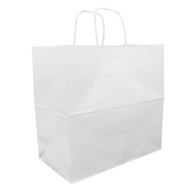 Bolsa Papel Kraft Blanca con Asas 90g 32+16x31 cm (50 Uds)