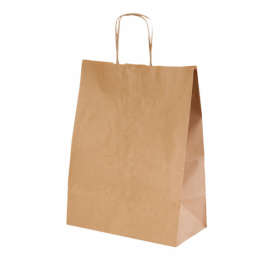 Bolsa Papel Kraft Marron con Asas 90g 32+16x43 cm (50 Uds)