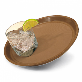 Bandeja PP Redonda Antideslizante Marrón Ø35,5cm (1 Ud)