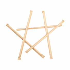 Pajita Recta de Papel Blanco Enfundada en Kraft  Ø6mm 21cm (250 Uds)