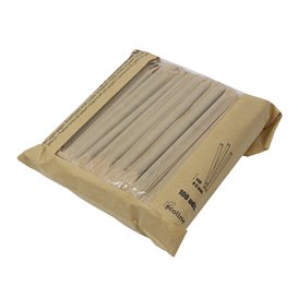 Pajita Recta de Papel Natural Enfundada en Kraft  Ø6mm 21cm (250 Uds)