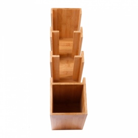 Organizador Vasos, Tapas y Pajitas de Bambú 14x50x50cm (1 Ud)