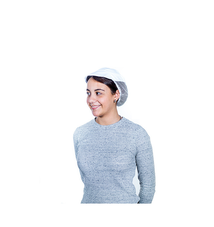 Gorro Cocinera Rejilla y Visera Algodón Blanco (25 Uds)