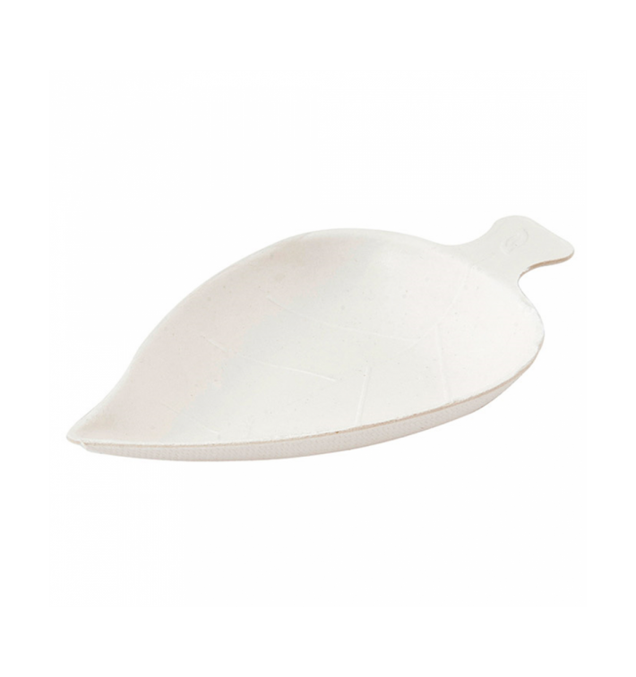 MiniPlato Hoja Caña de Azucar Blanco 8x5,5cm (500 Uds)
