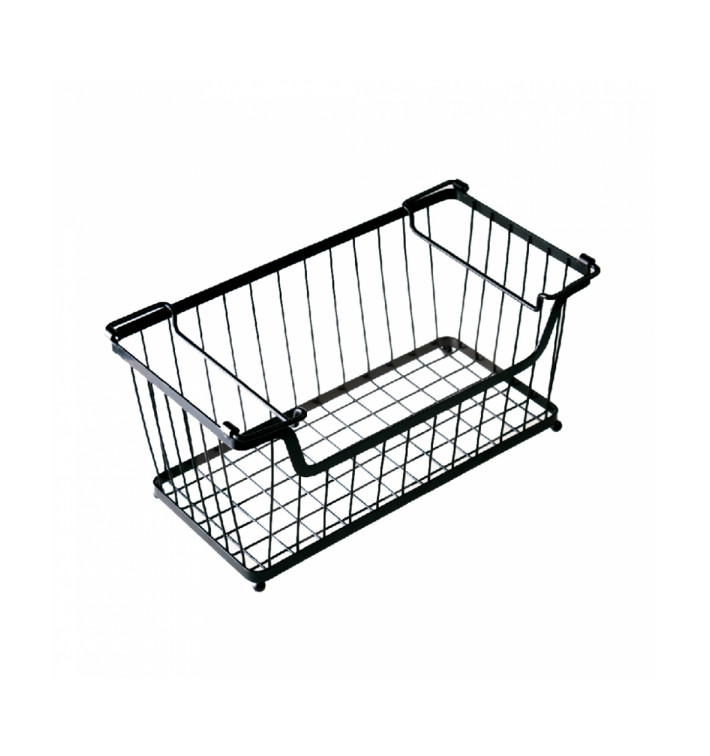 Cesta Apilable con Asas Acero Negro 330x275x227mm (12 Uds) Cesta Apilable con Asas Acero Negro 330x275x227mm (12 Uds)