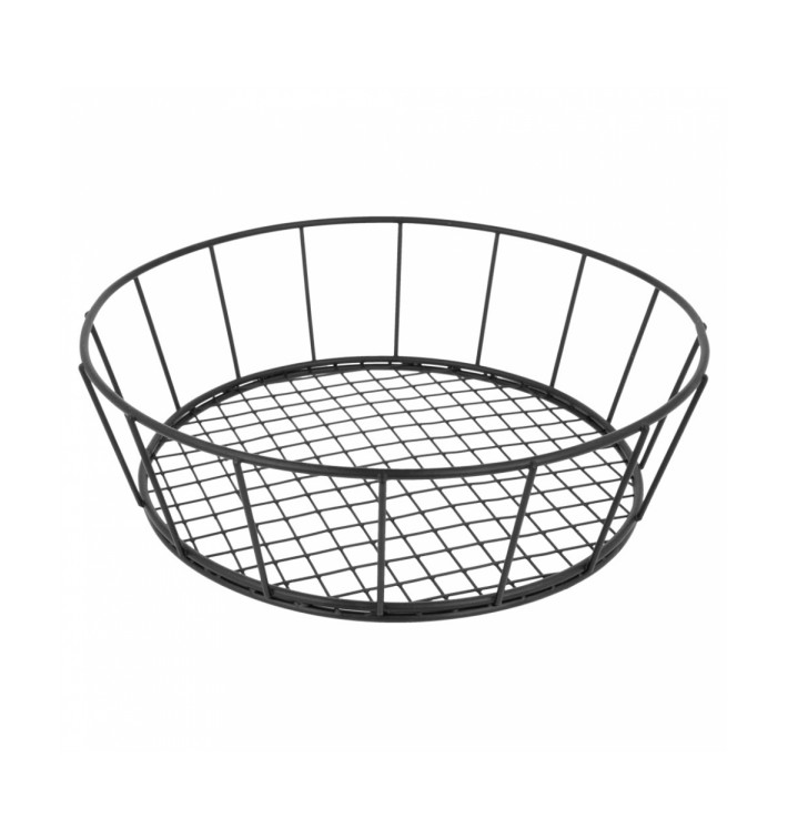 Cesta Redonda de Acero Negro Ø241x70mm (1 Ud) Cesta Redonda de Acero Negro Ø241x70mm (1 Ud)