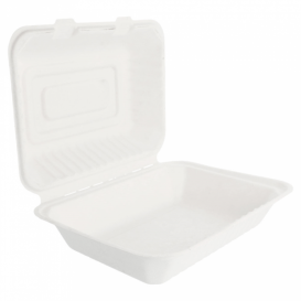 Envase MenuBox Caña Azúcar Blanco 225x165x64mm (50 Uds)