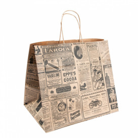 Bolsa Papel Kraft con Asas "Times" 80g 26+14x32 cm (50 Uds)