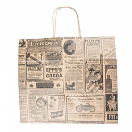 Bolsa Papel Kraft con Asas "Times" 80g 26+14x32 cm (50 Uds)