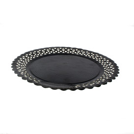 Plato de Carton Redondo Blonda Negro 20 cm (100 Uds)