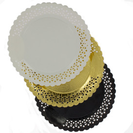 Plato de Carton Redondo Blonda Negro 20 cm (100 Uds)