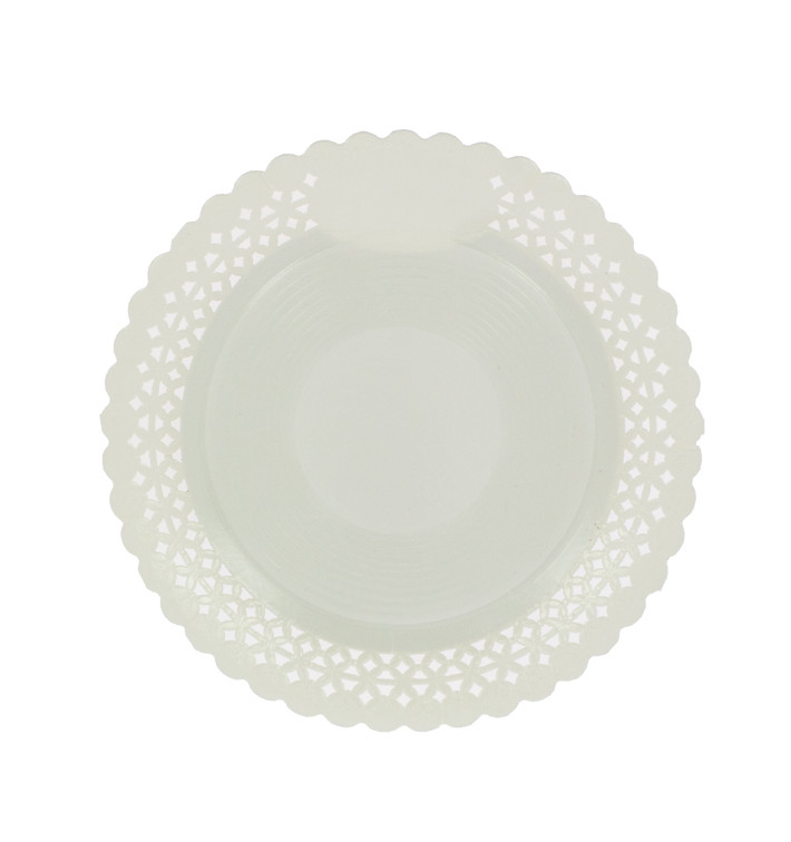 Plato de Carton Redondo Blonda Blanco 20 cm (100 Uds)