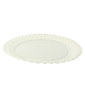 Plato de Carton Redondo Blonda Blanco 38 cm (100 Uds)