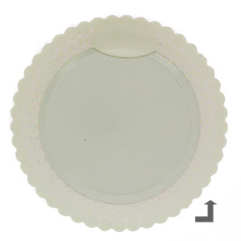 Plato de Carton Redondo Blonda Blanco 38 cm (100 Uds)