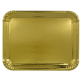 Bandeja de Carton Rectangular Dorada 12x19 cm (1500 Uds)