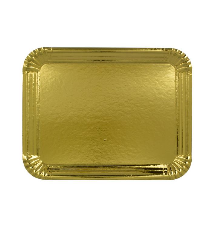 Bandeja de Carton Rectangular Dorada 10x16 cm (100 Uds)