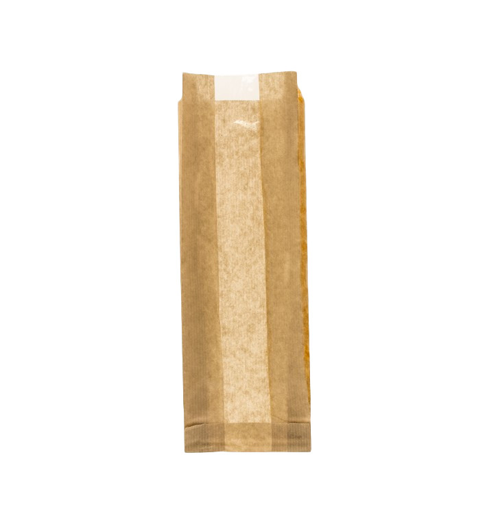 Bolsa de Papel Kraft Ventana "Espigas" 10+4x29cm (1000 Uds)