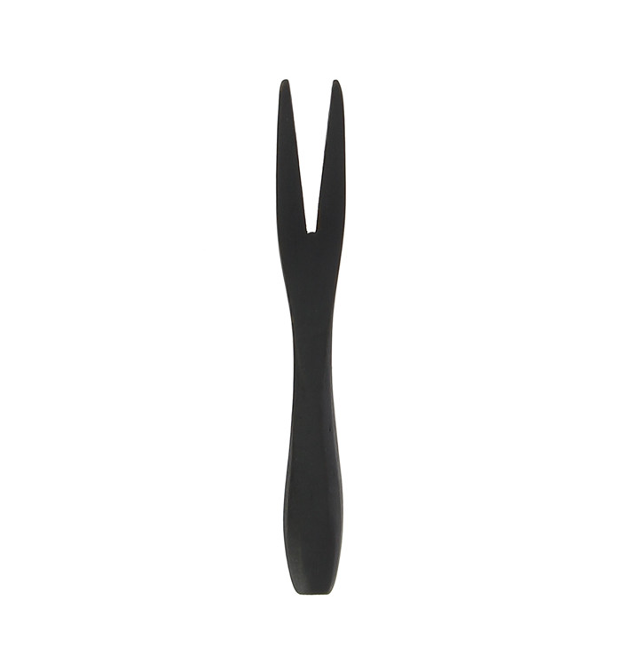 Mini Tenedor de Bambu Degustacion Negro 9 cm (50 Uds)