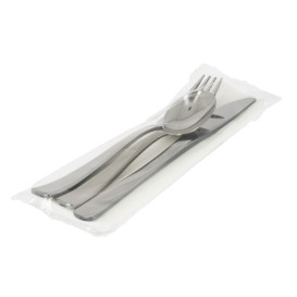Set de Cubiertos Metalizados 3 Piezas con Servilleta (30 Uds)