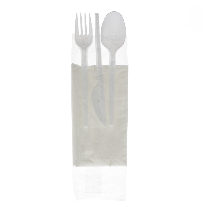 Set Cubiertos Tenedor, Cuchara, Cuchillo y Servilleta (25 Uds)