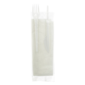 Set Cubiertos Plastico Tenedor, Cuchillo y Servilleta (25 Uds)