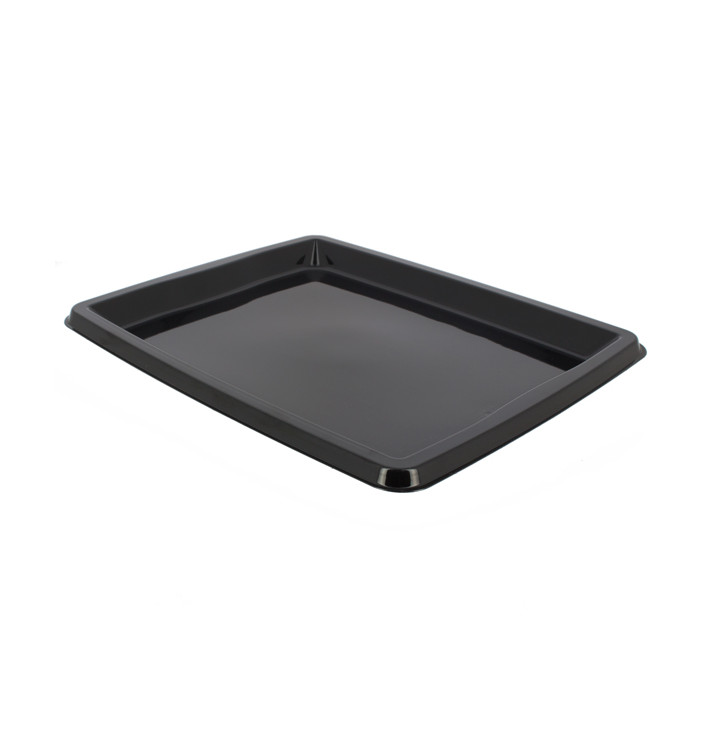 Bandeja Reutilizable PET Rectangular Negro 316x265x20mm (25 Uds)