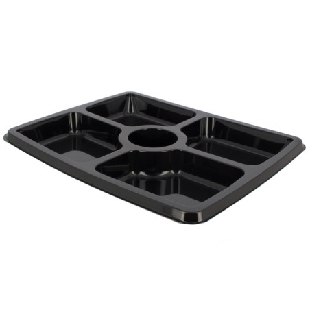 Bandeja Reutilizable PET 5C Rectangular Negro 31,6x26,5x3cm (50 Uds)